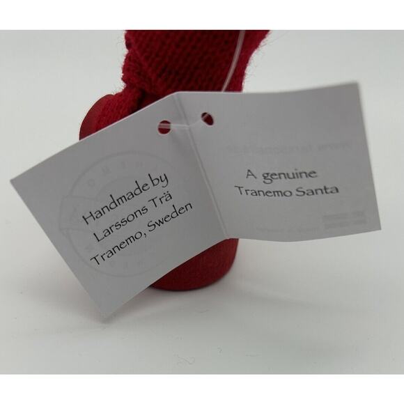 Larssons Tra Tranemo Santa Wood Red Scarf Heart Sweden Christmas Collectible NWT - Picture 4 of 4